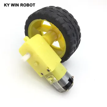 

1Lot/package Deceleration DC Gear Motor + supporting wheel smart car chassis, motor / robot car wheel for arduino