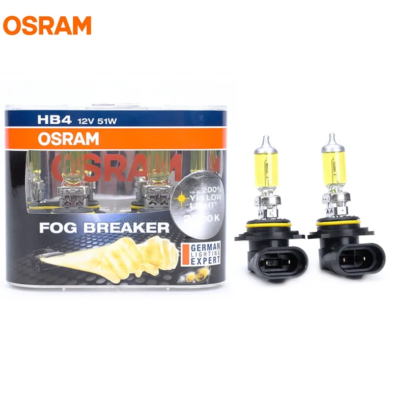 

OSRAM 9006 HB4 12V 51W 2600K 9006FBR P22d Fog Breaker Series 200% Xenon Yellow Light 60% More Bright Auto Halogen Lamps Pair