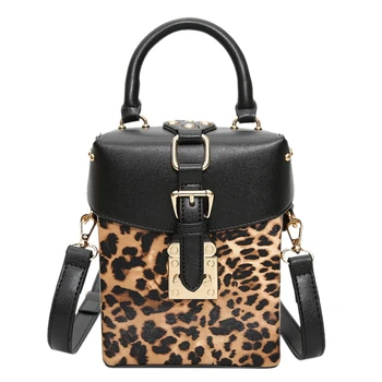 

AUAU-Personalized Box Handbags Mini Cube Design Crossbody Bags For Women Messenger Bags Leopard