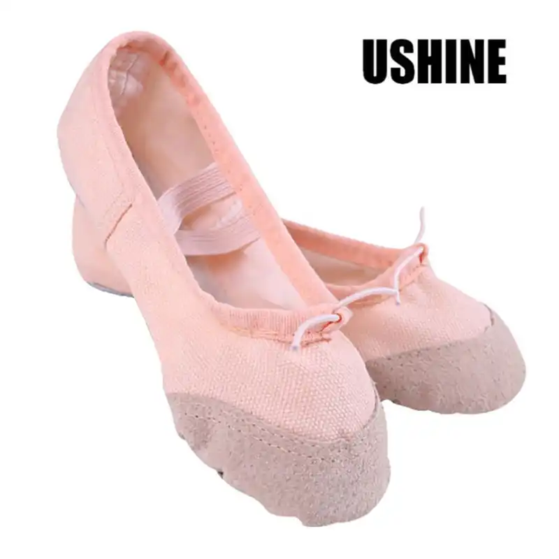 pink canvas ballet shoes