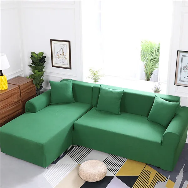 Одноцветные чехлы для диванов для гостиной нужно купить 2 шт. чехлы для диванов L форма секционный угловой диван Чехол для диванов набор - Цвет: Green