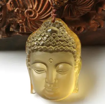 

Koraba Fine Jewelry Natural Citrine Hand Carved Citrine Buddha Guanyin Charm Zen Pendant Free Shipping