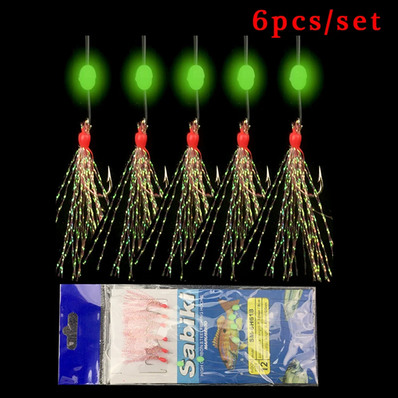6PCS/Set 7g Long Wire Lure Bait Sea Luminous Fishing Lures Line String Tackle Accessory Spinner Carbon Steel Fishhooks 6PCS/Set 7g Long Wire Lure Bait Sea Luminous Fishing Lures Line String Tackle Accessory Spinner Carbon Steel Fishhooks