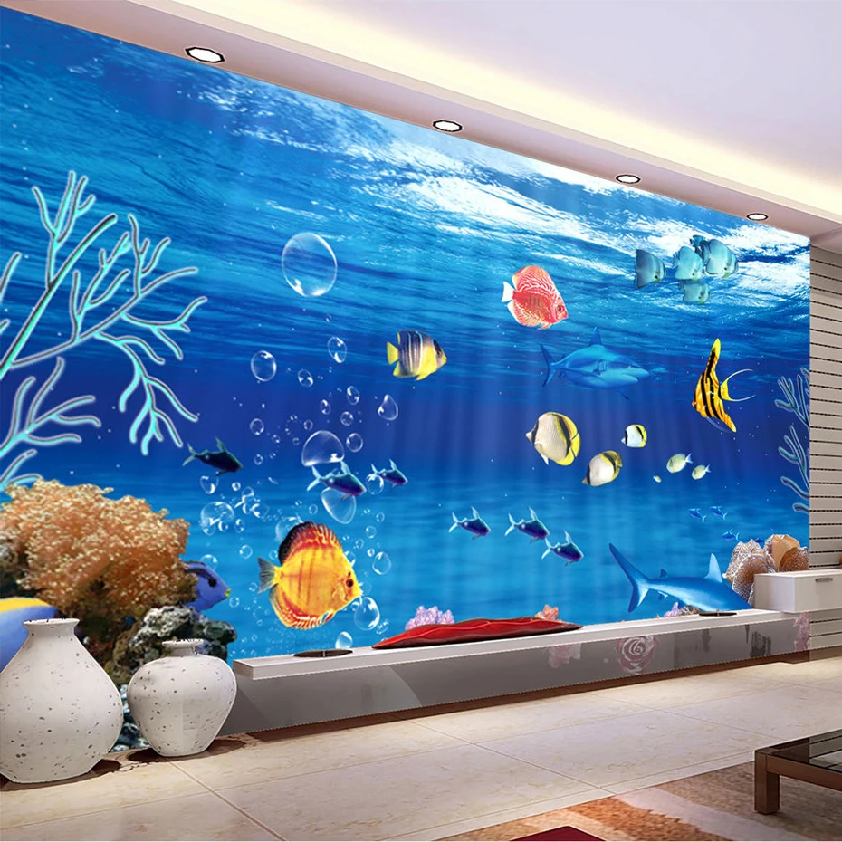 

Custom Wall Mural Wallpaper 3D SeaWorld Backdrop Decorative Painting Living Room Sofa TV Background Photo Wallpaper De Parede 3D