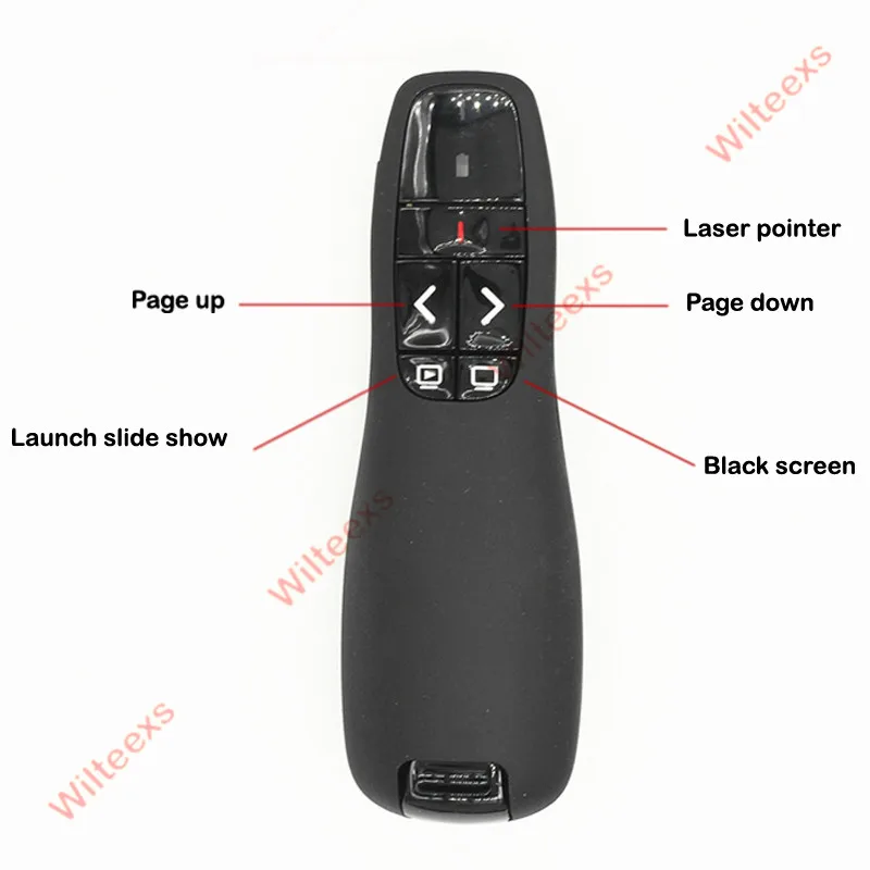 WILTEEXS ручной R400 2,4 ГГц USB беспроводной ведущий PPT пульт дистанционного управления с красной лазерной указкой ручка для презентаций Powerpoint