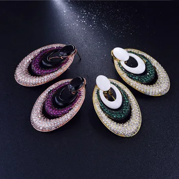 

Bilincolor fashion rose gold zircon big stud earring for women for party with english lock back