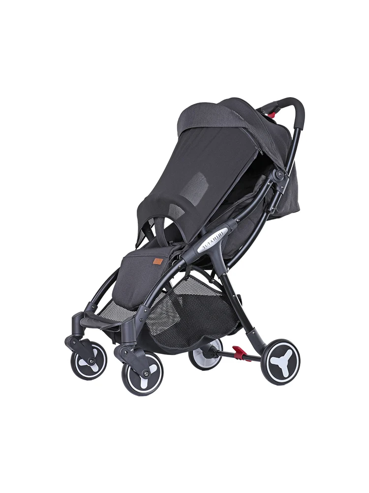 Мини ультра-светильник для детской коляски, портативная складная детская коляска с зонтиком на 175 градусов, тележка для новорожденных, увеличивающая тент - Цвет: black