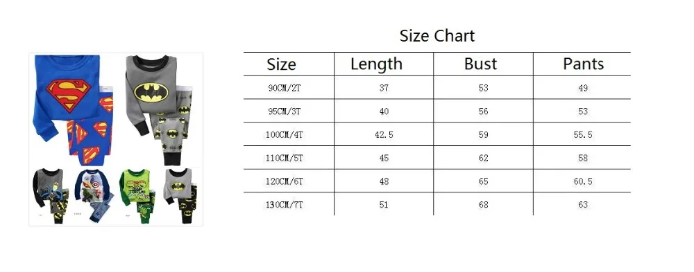 Пижамные комплекты с суперменом для мальчиков от 2 до 7 лет, детская одежда для сна с длинными рукавами детские пижамы, пижамы для мальчиков