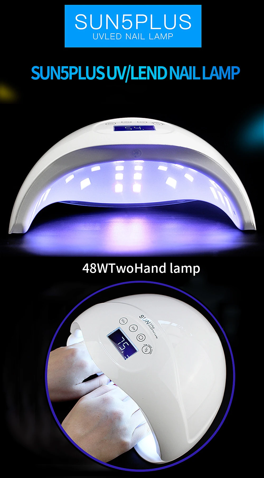 72 Вт УФ светодиодная лампа для сушки ногтей SUN ONE 24 шт. светодиодный двойной руки лампа для ногтей для отверждения УФ-гель для ногтей с датчиком таймера ЖК-дисплей