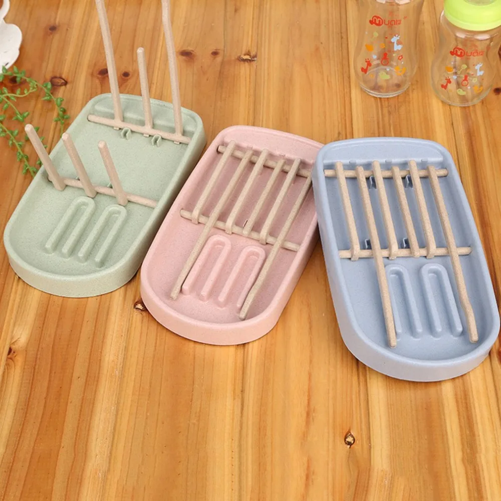 

Removable Wheat Straw Baby Milk Bottle Draining Rack Portable Pacifier Bottle Storage Rack Kitchen Accessories
