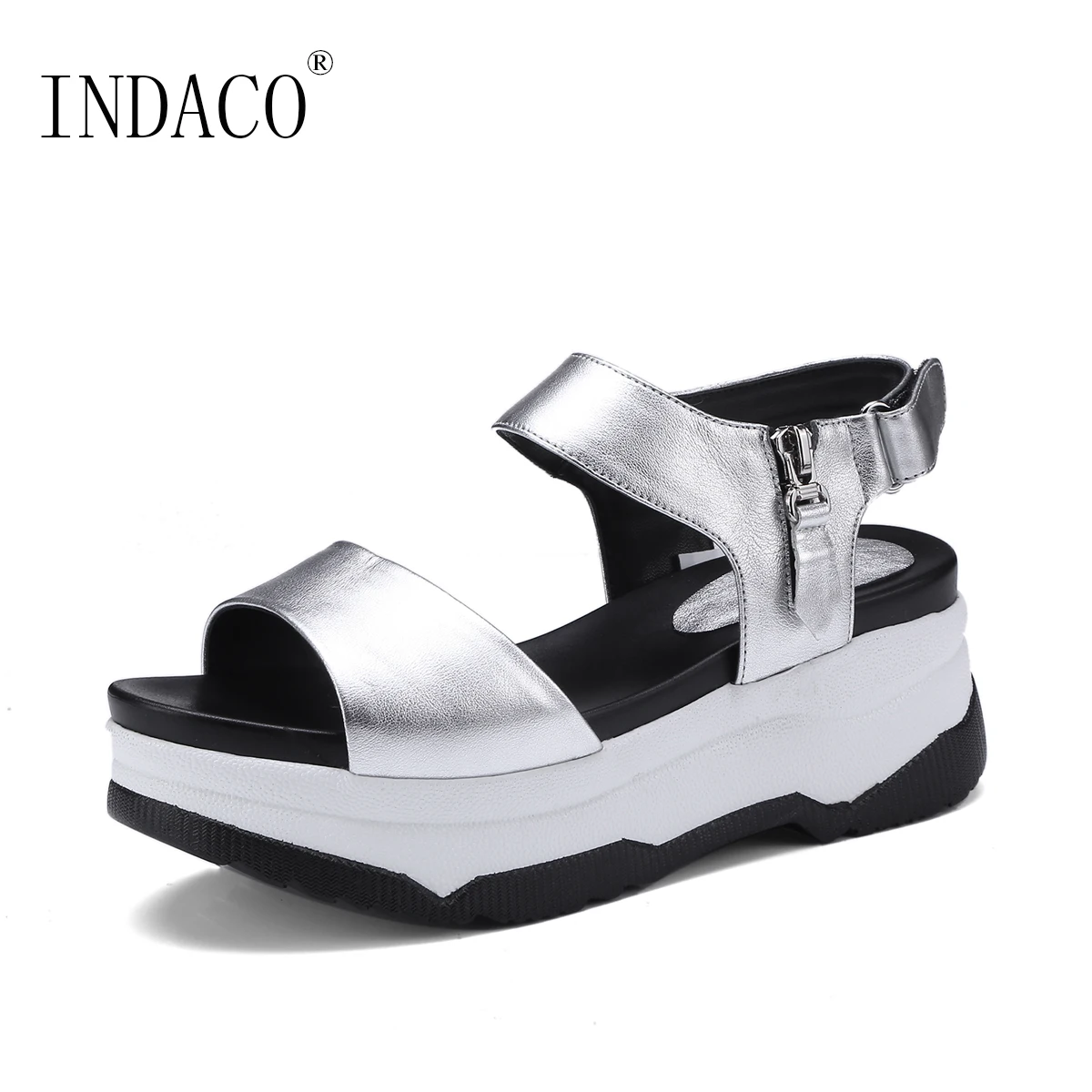 

2018 Summer Platform Leather Sandals Open Toe Flat Summer Shoes 5cm Sandalias Mujer Wedges Shoes for Women