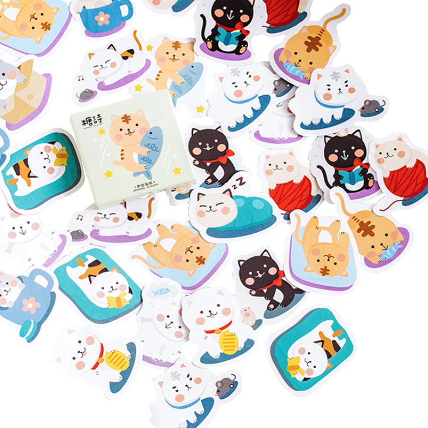 

20packs/lot Lovely Cat Pattern Adhesive Scrapbook Sticker DIY Decoracion Paper Stickers Stationery For Kids Wholesale