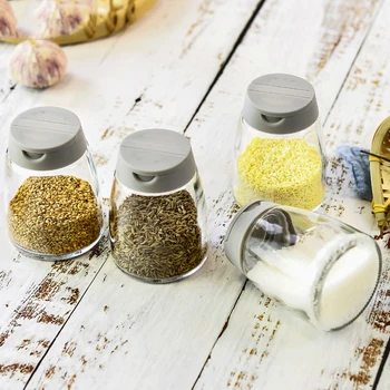 

4pcs/set Kitchen Glass Seasoning Bottles Jars Container Spice Lid Condiment Storage Organizer Box Home Organization Accessories