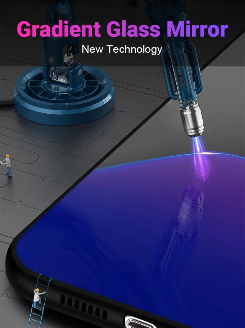 Gradient Glass Case For Huawei Honor 8X 9 Lite 10 Color Phone Case For Huawei P20 Lite P Smart Plus Nova 3i Luxury Cover Shell
