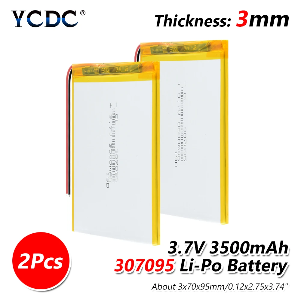 Защищенные PCM 3,7 V 307095 3500mAh литий-ионные полимерные Lipo Аккумуляторы для IPad power Bank планшетный компьютер - Цвет: 2PCS