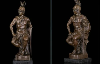 

Art Deco Sculpture Greek Myth Warrior Soldier Hold Sword Bronze Statue