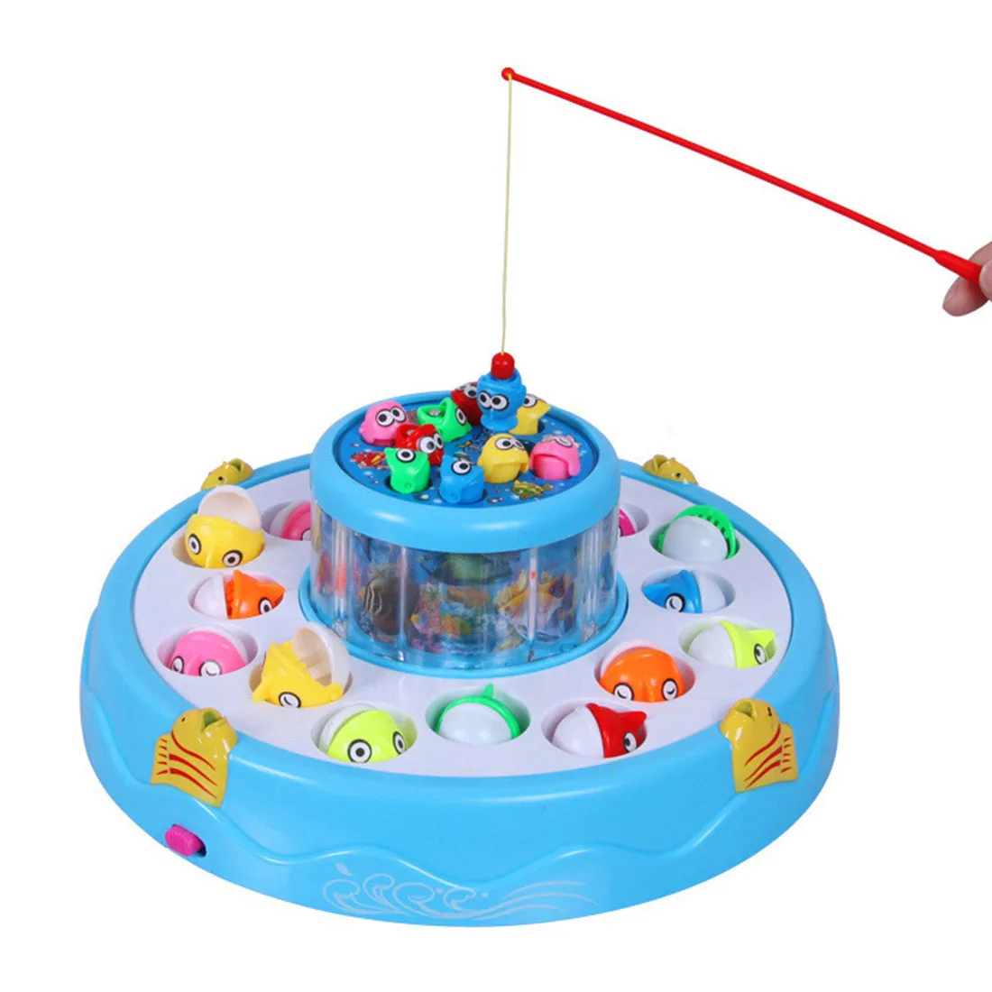 

Double Fish Pool Electric Rotating Magnetic Fishing Game with the Music & Light Christmas Toy Gift - Color Random