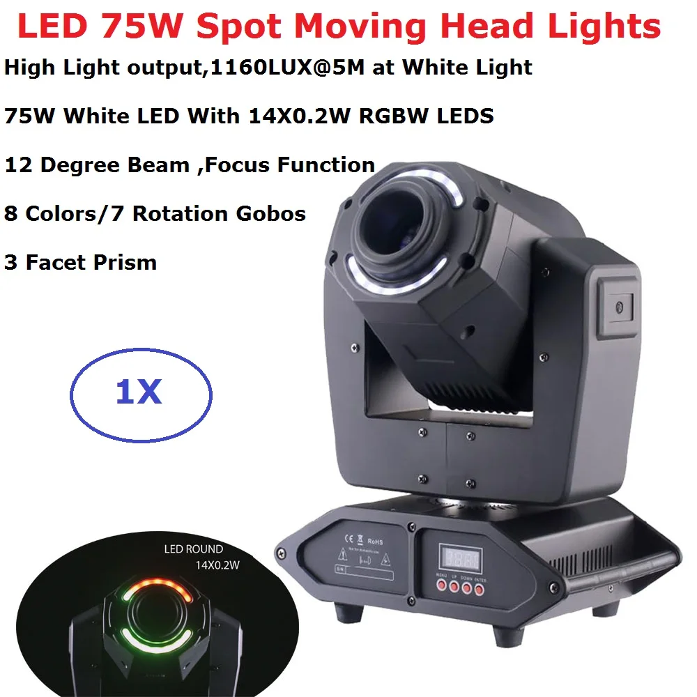 75W Mini LED DMX Gobo Moving Head Spot Lights Club DJ Stage Lighting