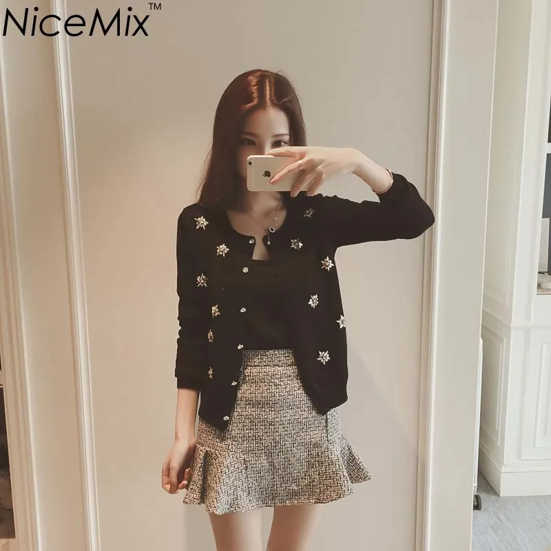 NiceMix Cardigan Women Knitted Sweater Hand Beading Sequined Patch Sweaters Sweet Women Cardigans 2016 Autumn Pull Femme Hiver NiceMix Cardigan Women Knitted Sweater Hand Beading Sequined Patch Sweaters Sweet Women Cardigans 2016 Autumn Pull Femme Hiver