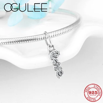 

Creative 925 Sterling Silver Crystal clear CZ fine Letter LOVE Pendant beads Jewelry making Fit Original Pandora Charm Bracelets