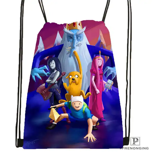Пользовательские Приключения времени Drawstring сумка-рюкзак милый рюкзак дети сумка(черный назад) 31x40 см#2018611-2(17