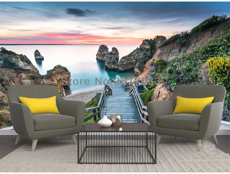 Пользовательские фото обои 3D португальский береговой природный пейзаж 3D Фреска Гостиная ТВ спальня домашний декор настенная ткань Papel де Parede