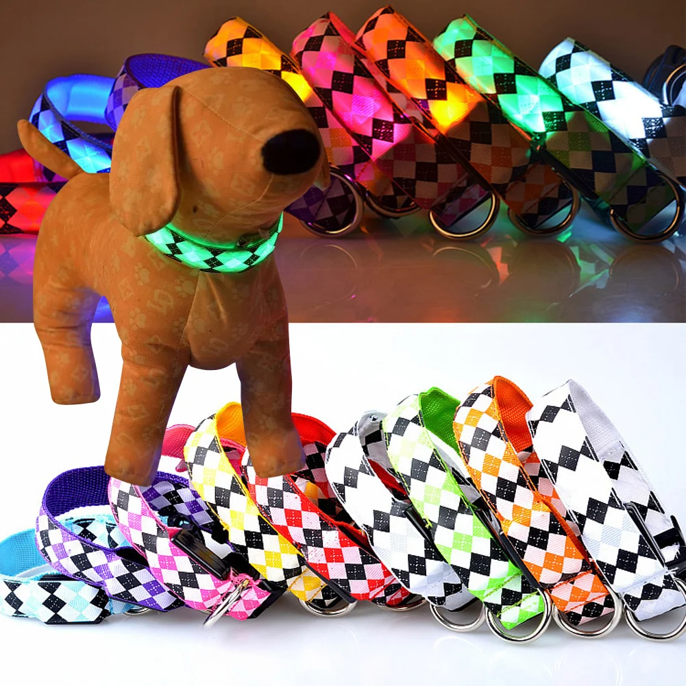 

Hot Sell LED Dog Collars Shine Colorful Flashing In Dark Nylon Collar Night Safety Luminous Collar Outdoor Lighting Collar