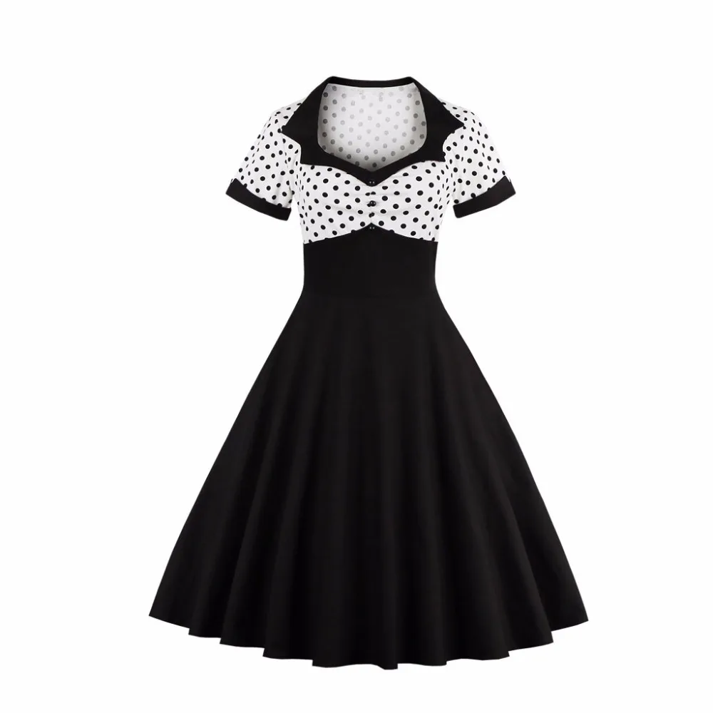 Plus Size Womens Vintage Dress Polka Dots Retro 60s 70s