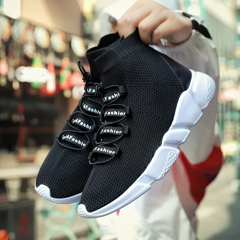 

Men Women Sock Sneakers Black Pink Running High Top Women shoes Breathable Mesh fitness sneakers Plus size 36-46 8616s