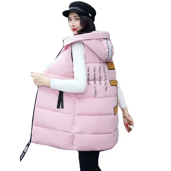 

Autumn Winter Women Vest Waistcoat 2019 Women's Sleeveless Jacket Cotton Warm Hooded Long Vest Female Coat vest plus size 3XL