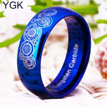 YGK Marcas 8mm Ancho Doctor Who Cúpula Azul Hombres y Mujeres de la Moda Anillo De Tungsteno