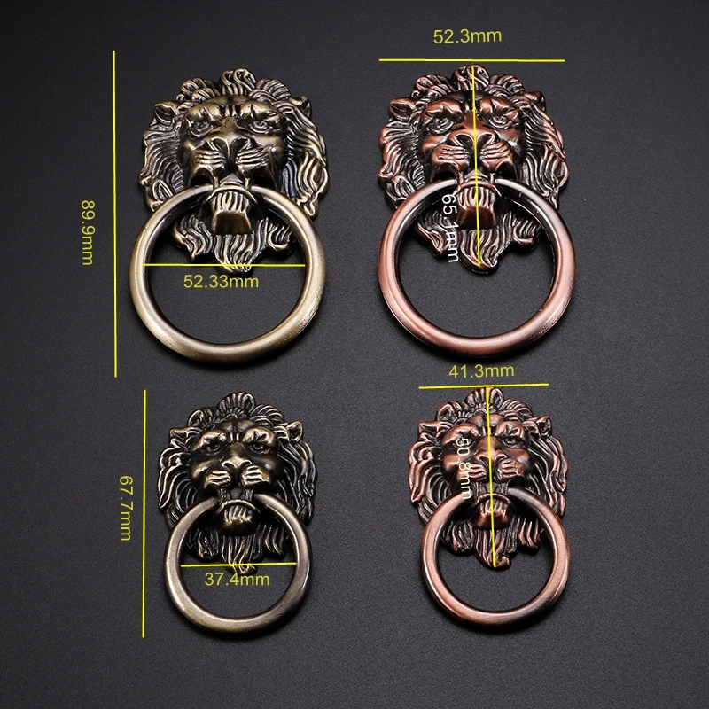 Vintage Bronze Metal Lion Head Furniture Door Cabinet Dresser Drawer Pull Handle Knob Ring 2
