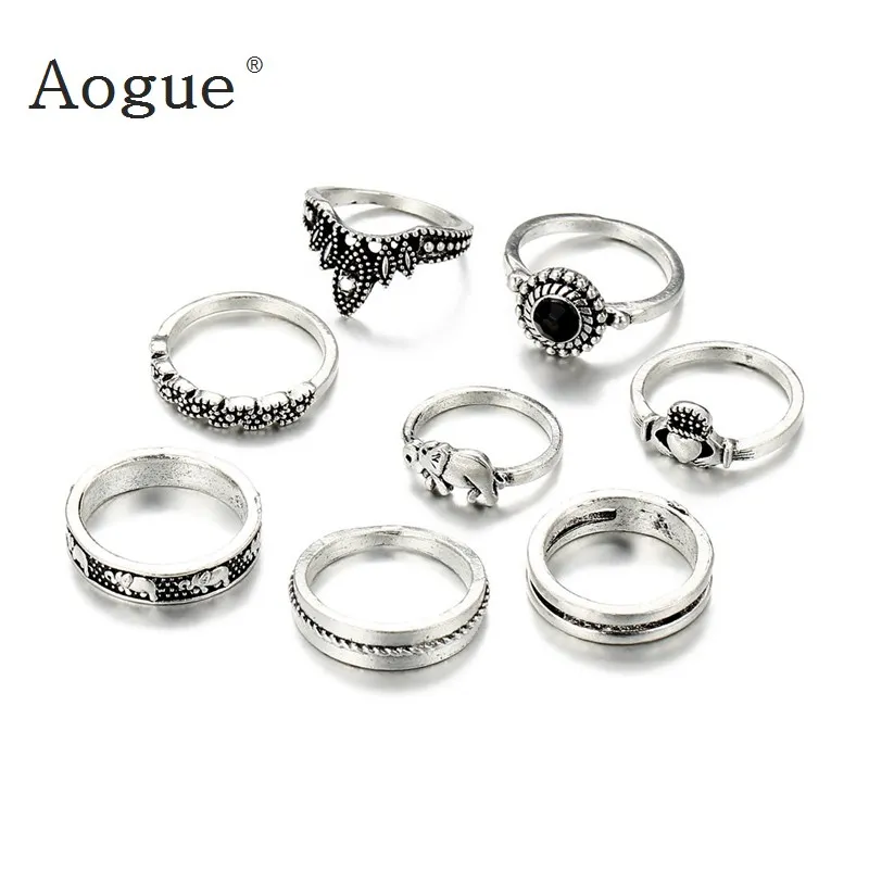 8 шт. набор колец средней длины в ретро стиле|midi ring set|ring setmidi |