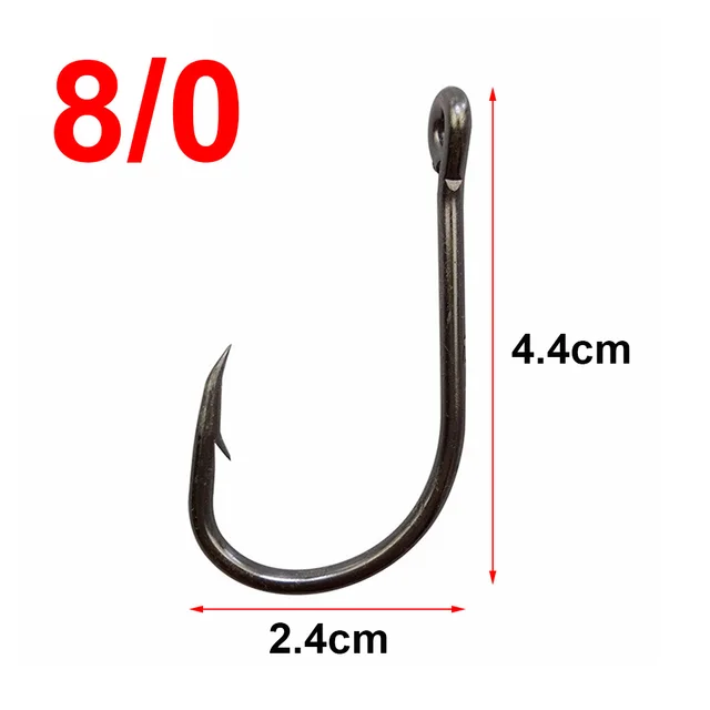 Hyaena 200pcs 9260 Black High Carbon Steel Fishing Hooks 2/0 3/0 4/0 5/0 6/0 7/0 8/0 Offset Faultless O'shaughnessy Fishhooks 8 0