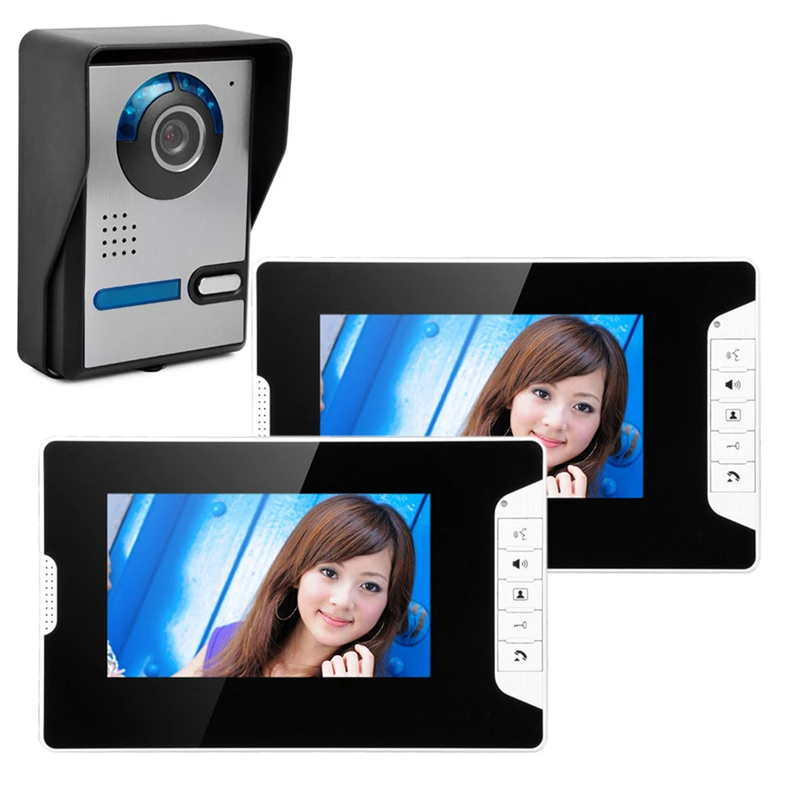 

Free Shipping 7 " Color Screen Wired Video Door Phone Intercom System +1 Waterproof Door Camera +2 White Indoor Monitor New