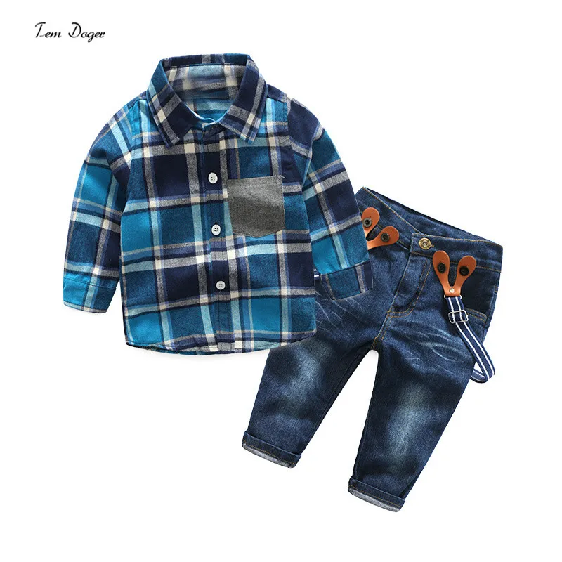 

summer boys clothing sets wedding party costume children plaid shirts + casual jeans kids clothes 2017 new arrival baby boys clo
