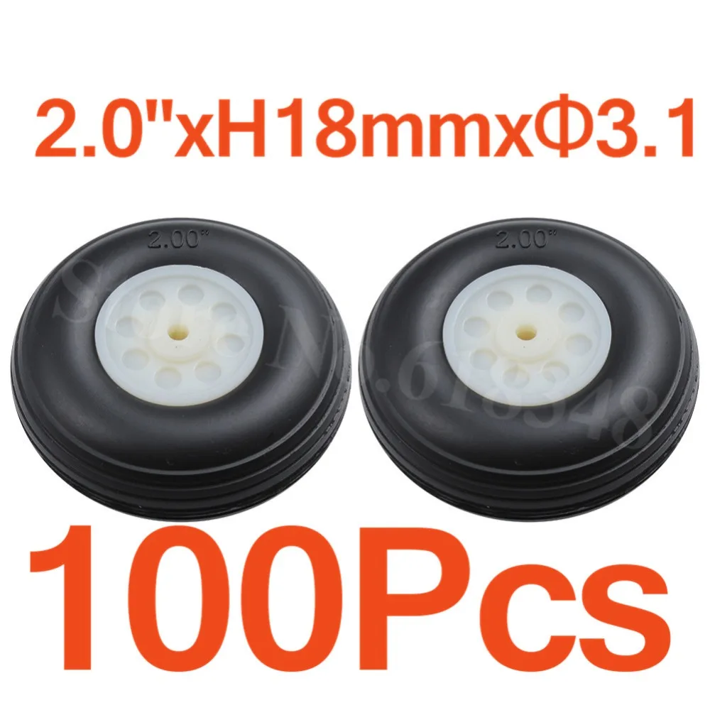 100pcs /Lot 2.0&quot inch 50mm Rubber Tail Wheel Nylon Hub Thickness:18mm Axle hole: 3.1mm RC Airplane Parts Remote Control | Игрушки и