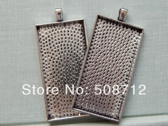 

Free Ship!!! 30pcs 24x48mm Antique Silver vintage rectangle glass pendant setting, pendant blank, pendant tray