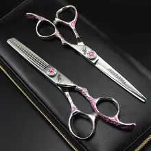 6.0" Japan Barber Scissors Professional Pink flower Hair Cutting plum Barber Shears Hairdressing Scissors Hair Styling Tool