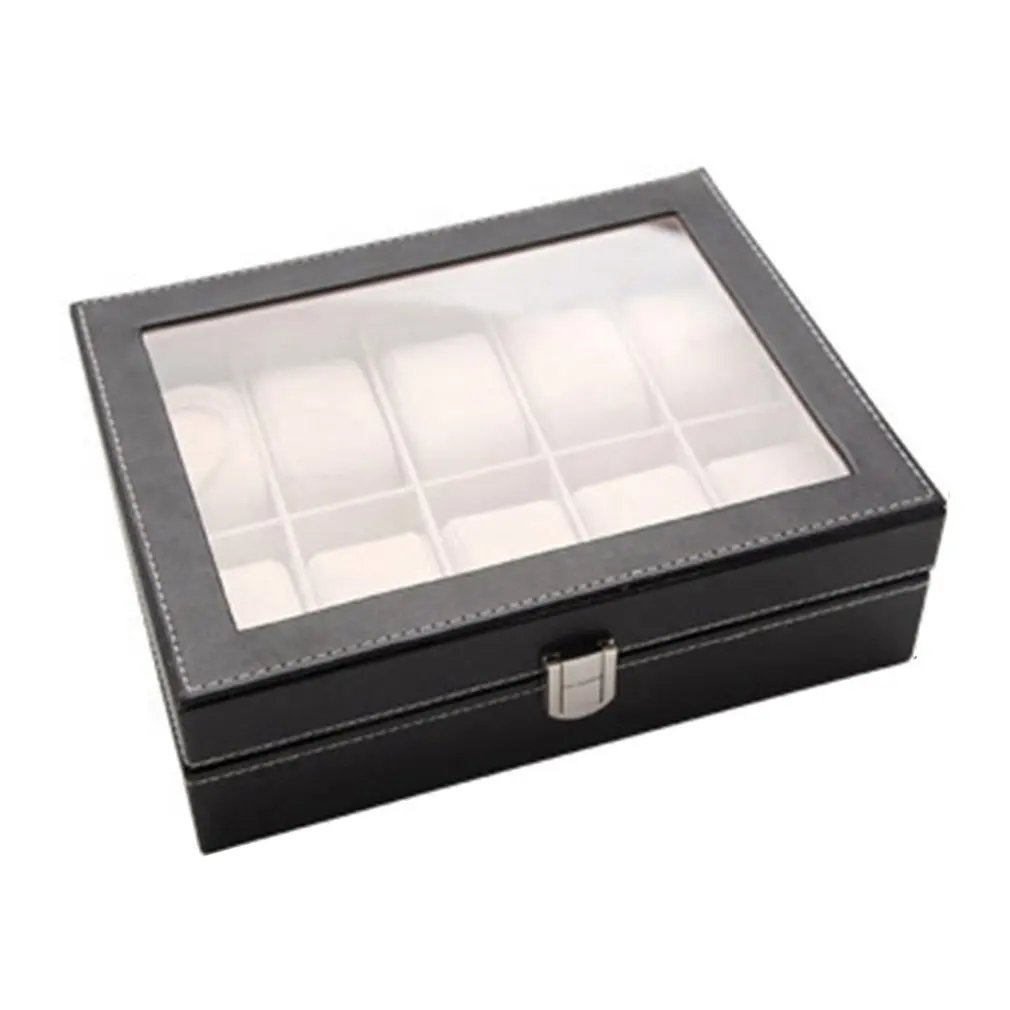 

Home Desktop Watch PU Storage Box Jewelry Collection Storage Organizer Men's Business 10-Seat Watch Box