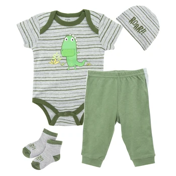 

Kavkas 2020 Baby Clothing Sets Cotton Boy Clothes Suit Newborn Girl Suit 4 pcs Short Sleeve Infant Bodysuits+Pants+Socks+Hat