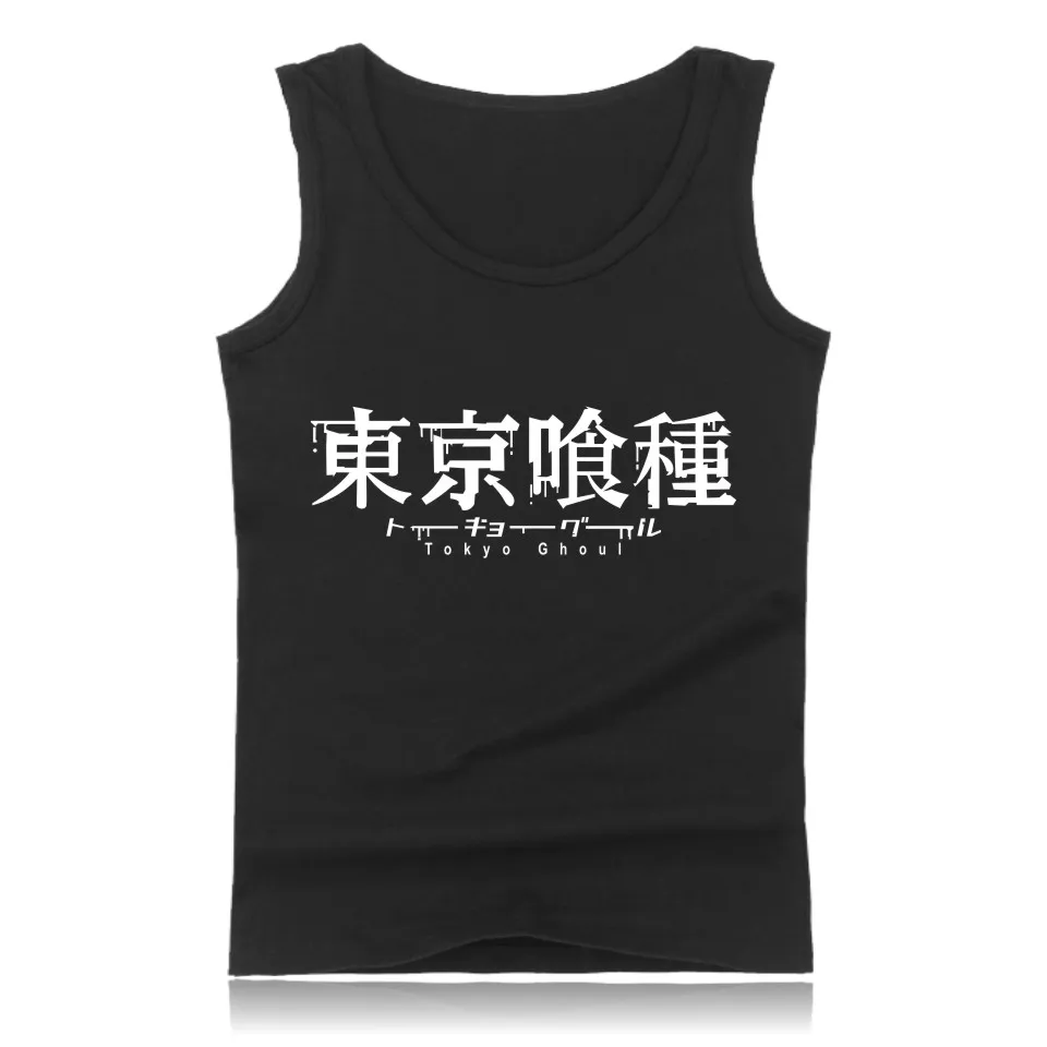 Tokyo Ghoul Anime Tank Top Men with Cartoon Print Summer Vest Bodybuilding Shirt Street Wear Style