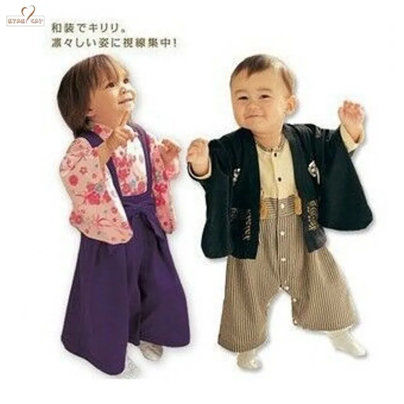 NYAN CAT Kids 2019 NEW Traditional Japanese Kimono Style Baby Girls Boys toddler Infant Cotton Boys Jumpsuit Clothes Costume