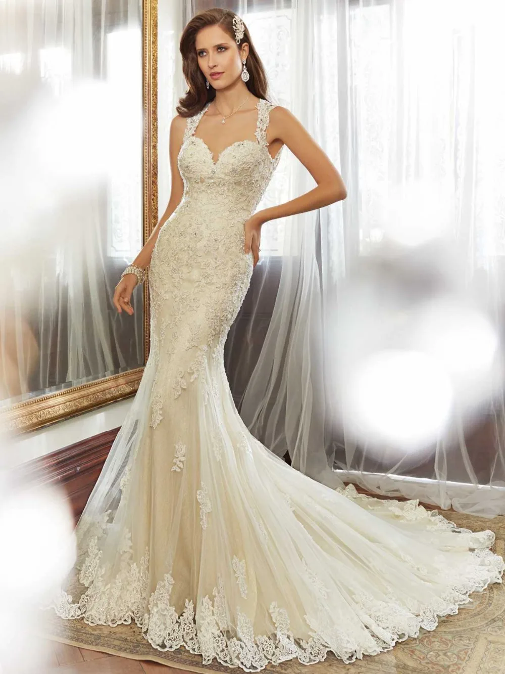 Ammirevole bianco pizzo abito da sposa 2015 scollo a cuore con spalline  aperto indietro lungo mermaid abito da sposa vetido de noiva|lace sleep  dress|dress qualitylace cap sleeve wedding dress - AliExpress