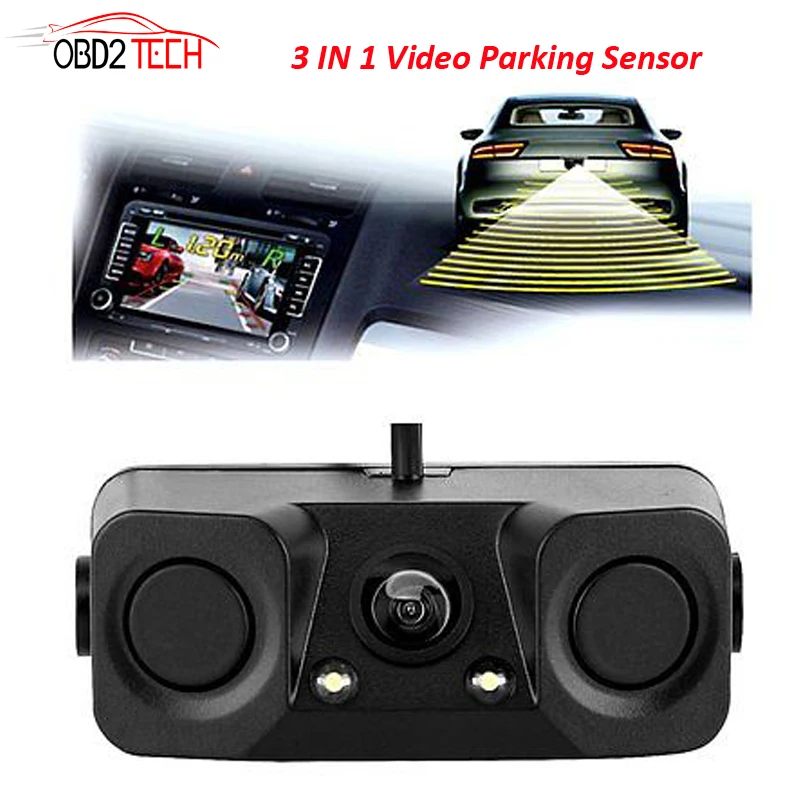 170 Degree 3 IN 1 Video Parking Sensor Car Reverse Backup Rear View font b Camera
