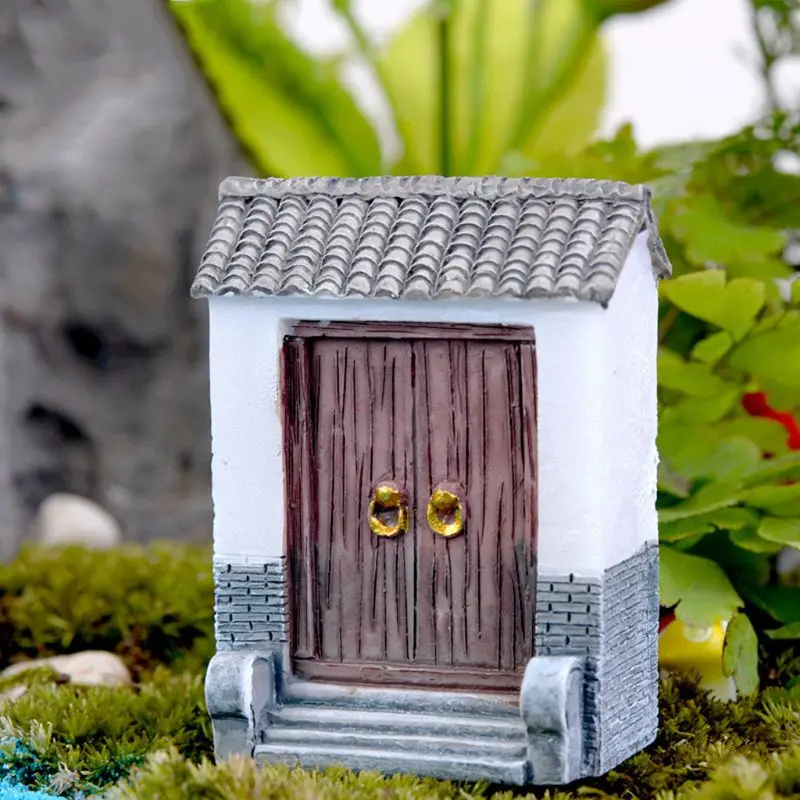 Смола ремесла дверь модель мини-Сказочный Сад миниатюры DIY пейзаж