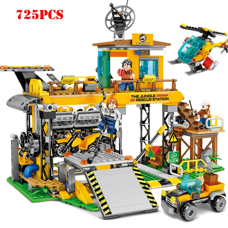 

725PCS City Rescue Team Helicopter Engineering Car Building Blocks Technic Action Figure Bricks Children Educational Toys Gift