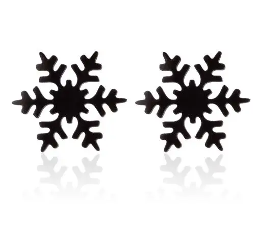 Shuangshuo новые модные серьги-гвоздики со снежинками для женщин серебряные милые маленькие рождественские серьги рождественские Ювелирные изделия brinco feminino - Окраска металла: С черным покрытием, нанесенным краскопультом