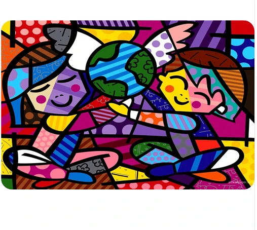 Romero Britto Painting Kids World Doormat 40x60 Cm Carpet Anti Slip 