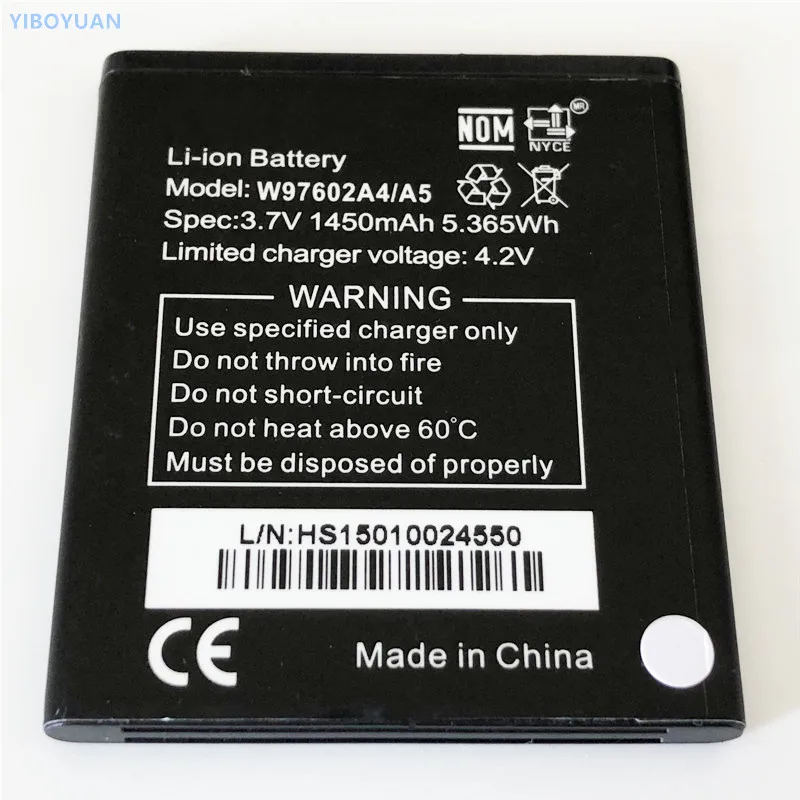 

3.7V 1450mAh W97602A4/A5 For Verykool S4002 Leo Battery